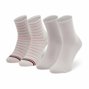 Set od 2 para ženskih visokih čarapa Tommy Hilfiger 100002817 Pink 003