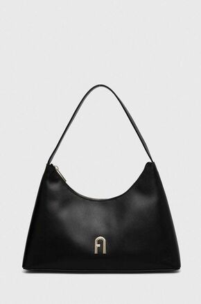 Kožna torba Furla boja: crna - crna. Mala torba iz kolekcije Furla. Na kopčanje model izrađen od prirodne kože.