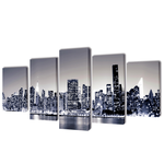 vidaXL Monokromatski set slika na platnu panorama New Yorka 100 x 50 cm