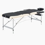 vidaXL Sklopivi masažni stol s 3 zone aluminijski crno-bež