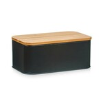 Zeller kutija za kruh sa bambus poklopcem, crna mat, 31x18x12,5 cm