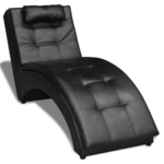 vidaXL Crna fotelja od umjetne kože s jastukom
