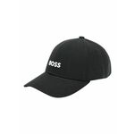 Pamučna kapa sa šiltom BOSS boja: crna, s aplikacijom - crna. Kapa s šiltom u stilu baseball iz kolekcije BOSS. Model izrađen od tkanine s aplikacijom. Pamučan, udoban materijal.