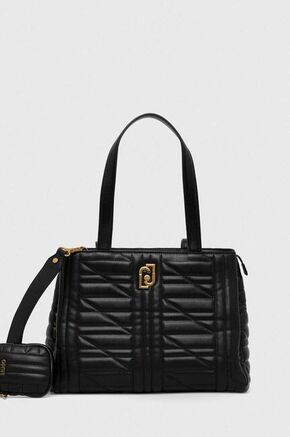 Torba Liu Jo boja: crna - crna. Velika shopper torbica iz kolekcije Liu Jo. Na kopčanje model izrađen od ekološke kože. Uz model dolazi vrećica.