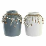 Vase DKD Home Decor Blue White Bamboo Shells 20 x 20 x 26 cm (2 Units)