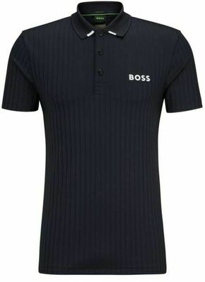 Muški teniski polo BOSS x Matteo Drop-needle Polo Shirt With Contrast Logos - dark blue