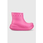 Gumene čizme Crocs Classic Crush Rain Boot za žene, boja: ružičasta, 207946 - roza. Gumene čizme iz kolekcije Crocs. Model izrađen od glatkog materijala Model iznimno udobne unutrašnjosti.