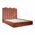 Tapecirani bračni krevet s prostorom za pohranu s podnicom 180x200 cm u boji cigle Dreamy Aurora - Miuform