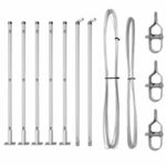 vidaXL Stupovi ograde s podnim pločama 7 kom Ø32mm 50cm Galvanizirani čelik