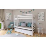 Drveni dječji krevet na kat Lessi s tri kreveta i spremištem - bijeli - 180*80 cm