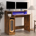 vidaXL Radni stol s LED svjetlima boja hrasta 97 x 45 x 90 cm drveni
