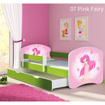 Dječji krevet ACMA s motivom, bočna zelena + ladica 140x70 07 Pink Fairy