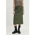 Traper suknja Levi's boja: zelena, midi, ravna, A8696