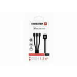 Swissten&nbsp;3in1 MFI lightning -Type-C - micro USB kabel za prenos podataka i punjač, 1,2 m, crni