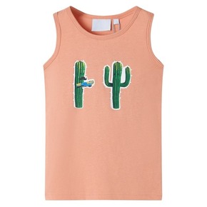 VidaXL Dječja majica bez rukava s uzorkom kaktusa svjetlonarančasta 140
