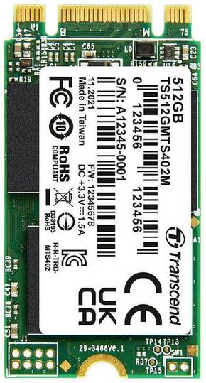 Transcend MTS402M 256 GB unutarnji M.2 PCIe NVMe SSD 2242 SATA III maloprodaja TS256GMTS402M