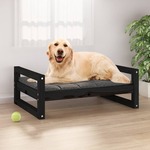 Krevet za pse crni 75,5x55,5x28 cm od masivne borovine