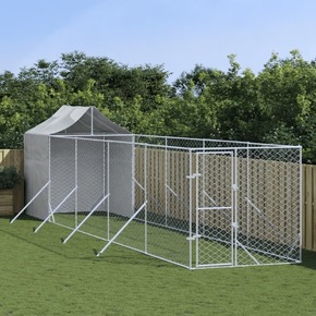 VidaXL Vanjski kavez za pse s krovom srebrni 2x10x2