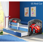 Dječji krevet ACMA s motivom, bočna plava + ladica 140x70 05 Red Car