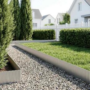Ograda oko Travnjaka 20 m x 10 cm Pocinčani čelik Srebrna - Pocinčani čelik 20 x 0 1 m