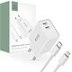Tech-Protect C35W, 2xUSB-C, PD, 35W wall charger + lightning cable white