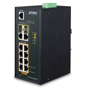 Planet Industrial 12-Port PoE Switch (8x GbE 802.3at PoE + 2x GbE + 2x 1G SFP Managed Switch PLT-IGS-4215-8P2T2S