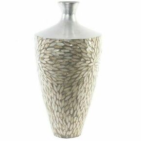 Vase DKD Home Decor Mosaic Silver Grey Mother of pearl Bamboo (25 x 25 x 50