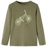 vidaXL Dječja majica dugih rukava s uzorkom bicikla kaki 92
