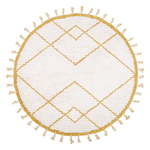 Bijelo-žuti pamučni ručno izrađeni tepih Nattiot, ø 120 cm