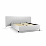 Svijetlo sivi tapecirani bračni krevet s prostorom za pohranu s podnicom 140x200 cm Walter – Milo Casa