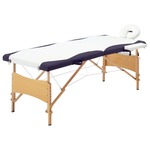 vidaXL Sklopivi masažni stol s 2 zone drveni bijelo-ljubičasti