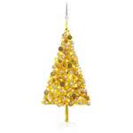 Umjetno božićno drvce LED sa setom kuglica zlatno 180 cm PET