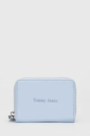 Novčanik Tommy Jeans za žene - plava. Mali novčanik iz kolekcije Tommy Jeans. Model izrađen od ekološke kože. Model se lako čisti i održava.