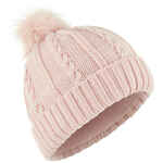 Pletena skijaška kapa od vune s krznom ružičasta