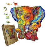 drvene puzzle u drvenoj kutiji slon i slonić