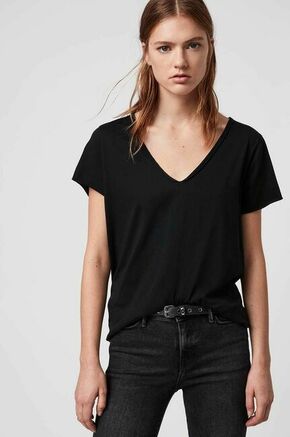 Pamučna majica AllSaints boja: crna - crna. Top za oblikovanje iz kolekcije AllSaints. Model izrađen od tanke