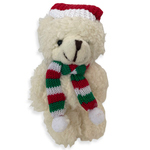 Bijeli plišani medvjedić privjesak za ključeve s kapom Djeda Mraza 12 cm