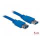 Delock USB kabel USB 3.2 gen. 1 (USB 3.0) USB-A utikač, USB-A utičnica 5.00 m plava boja pozlaćeni kontakti