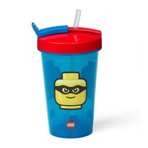 Plava čaša s crvenim poklopcem i slamkom LEGO® Iconic