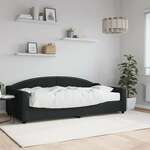 Dnevni krevet s madracem crni 100 x 200 cm od tkanine