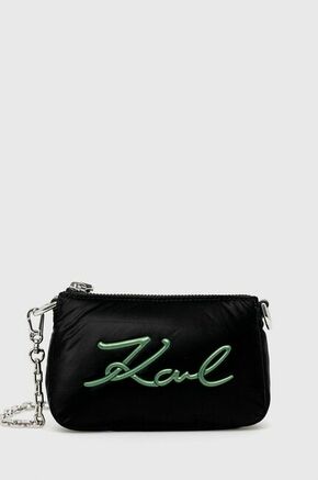 Torba Karl Lagerfeld boja: crna - crna. Mala torbica iz kolekcije Karl Lagerfeld. Model na kopčanje izrađen od tekstilnog materijala.