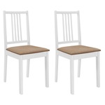 Blagovaonske stolice od masivnog drva s jastucima 2 kom bijele