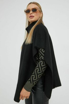 Pončo s primjesom vune Only boja: crna - crna. Pončo iz kolekcije Only. Model izrađen od pletiva s dodatkom vune.