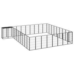 VidaXL Ograda za pse s 38 panela crna 50 x 100 cm čelik obložen prahom