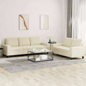 2-dijelni set sofa krem od tkanine Krema s jastučićima