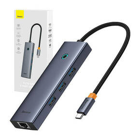 Hub 6w1 Baseus UltraJoy 6-port (USB-C na 1xHDMI4K@30Hz + 3xUSB 3.0 + 1xPD +RJ45)