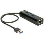 DELOCK USB 3.0-s razdelnik 3 priključci + 1 Gigabit LAN-port 10/100/1000 Mb/s