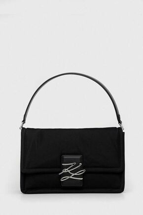 Torba Karl Lagerfeld boja: crna - crna. Mala torba iz kolekcije Karl Lagerfeld. na kopčanje model izrađen od ekološke kože. Model se lako čisti i održava.