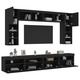 vidaXL 8-dijelni set zidnih TV ormarića s LED svjetlima crni