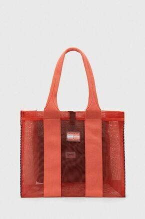 Torba Tommy Jeans boja: narančasta - narančasta. Srednje veličine torba iz kolekcije Tommy Jeans. na kopčanje izrađen od tekstilnog materijala.